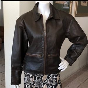 Vintage Italian Brown Leather Jacket (L)